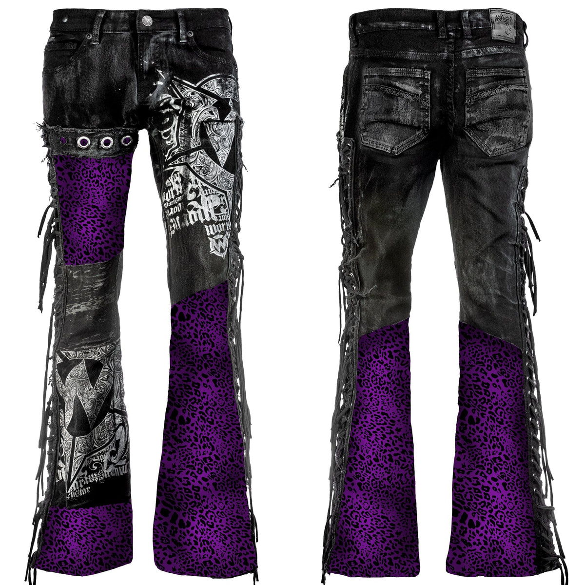 Custom Chop Shop Pants Wornstar Custom Jeans - Purple Haze Leopard Print