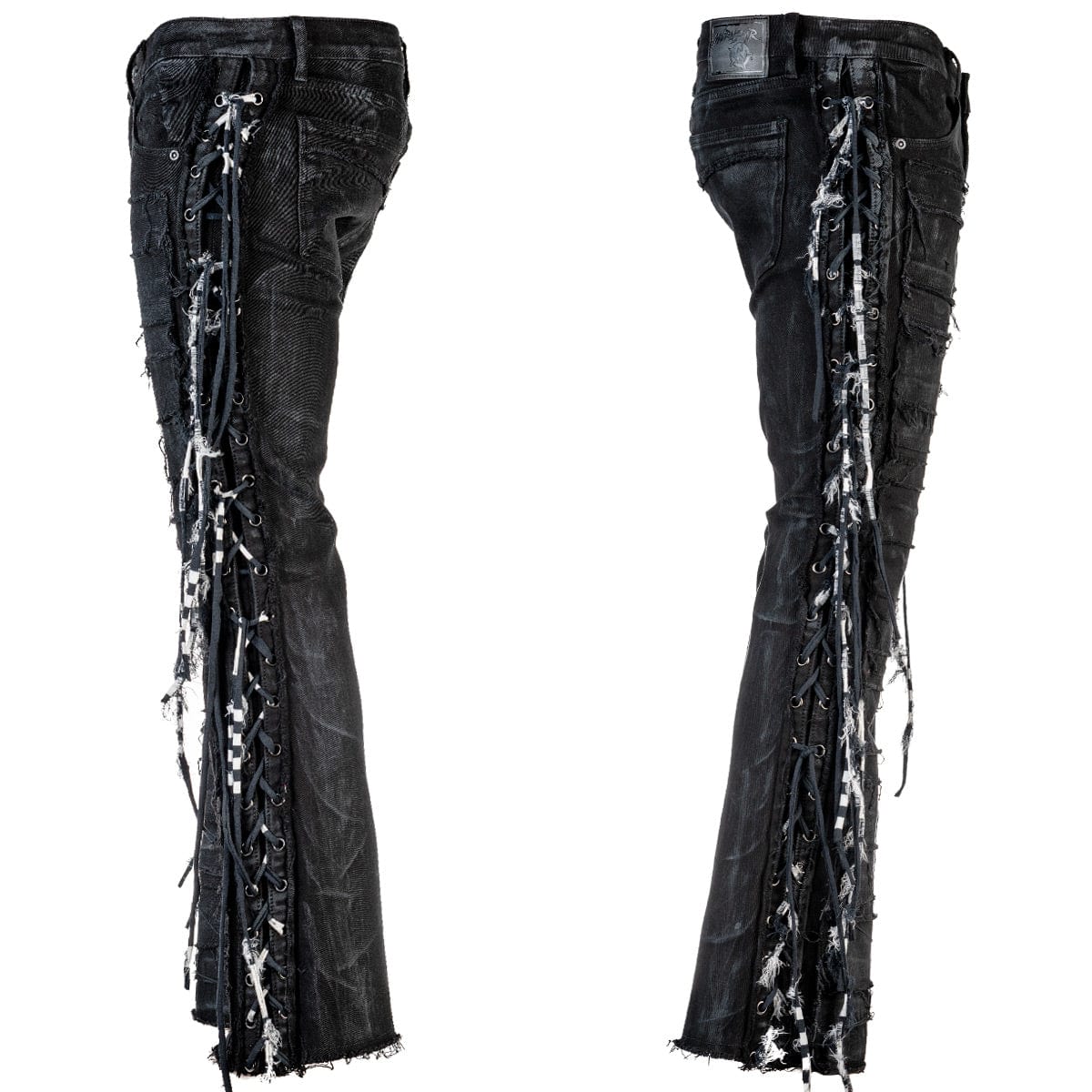 Wornstar Clothing mens custom pants. Handmade custom denim and leather rock pants.