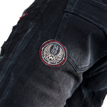 Custom Chop Shop Pants Wornstar Custom Jeans - Ready to Ship - Skull Patch Cropped Patchwork Jeans - Size 38