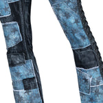 Custom Chop Shop Pants Wornstar Custom Jeans - Ready to Ship - Star Patchwork with Leather Side Lacing - Size 32x33