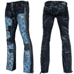 Custom Chop Shop Pants Wornstar Custom Jeans - Ready to Ship - Star Patchwork with Leather Side Lacing - Size 32x33