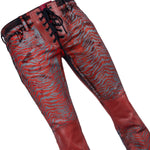 Wornstar Clothing mens custom pants. Handmade custom denim and leather rock pants.