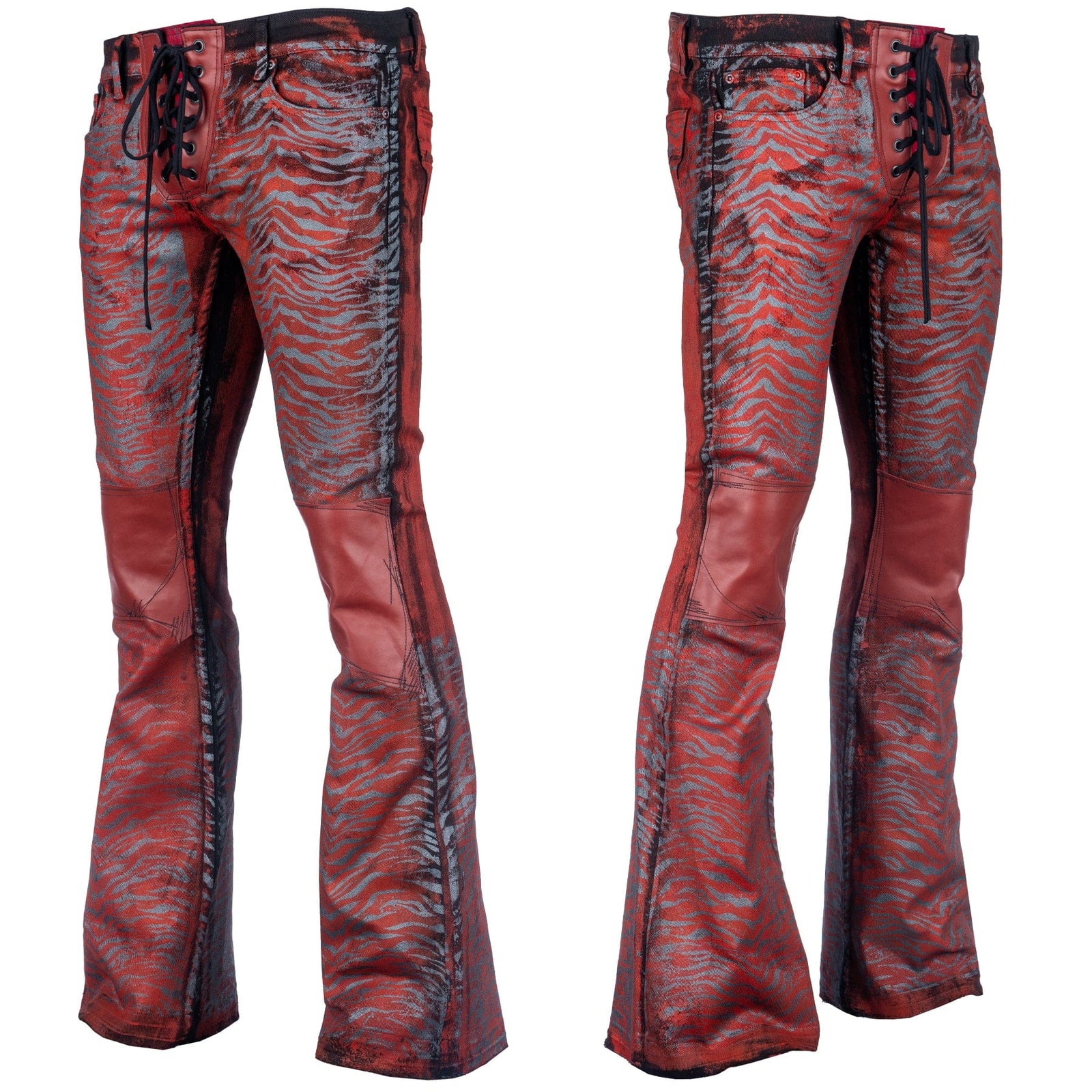 Wornstar Clothing mens custom pants. Handmade custom denim and leather rock pants.
