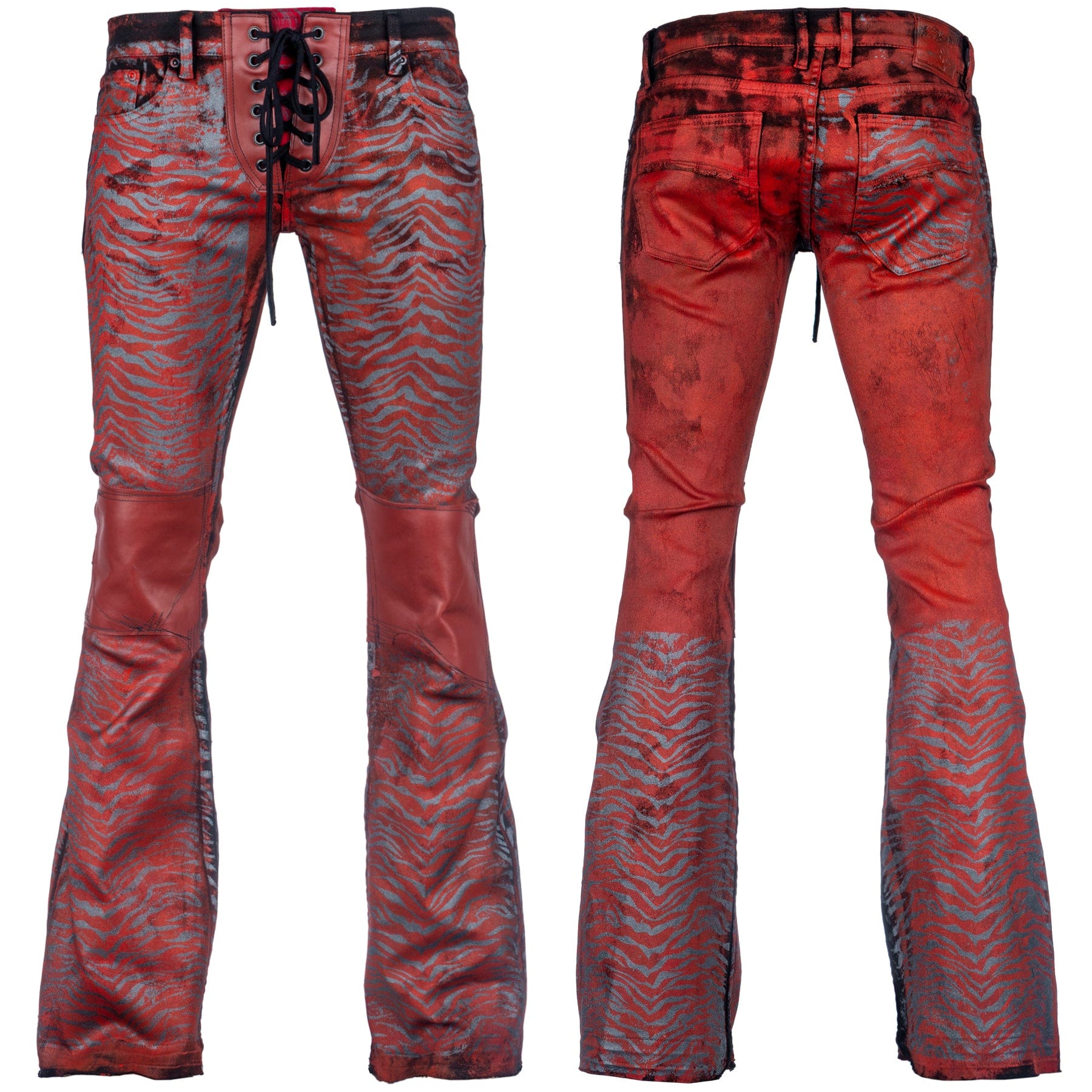 Wornstar Clothing mens custom pants. Handmade custom denim and leather rock pants.