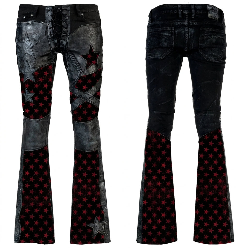 Custom Chop Shop Pants Wornstar Custom Jeans - Ruby Stars