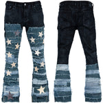Custom Chop Shop Pants Wornstar Custom Jeans - Scars and Stars Patchwork - Ready to Ship - Size 36x31