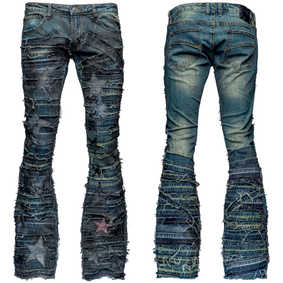 Custom Chop Shop Pants Wornstar Custom Jeans - Scars and Stripes - Midnight Skye