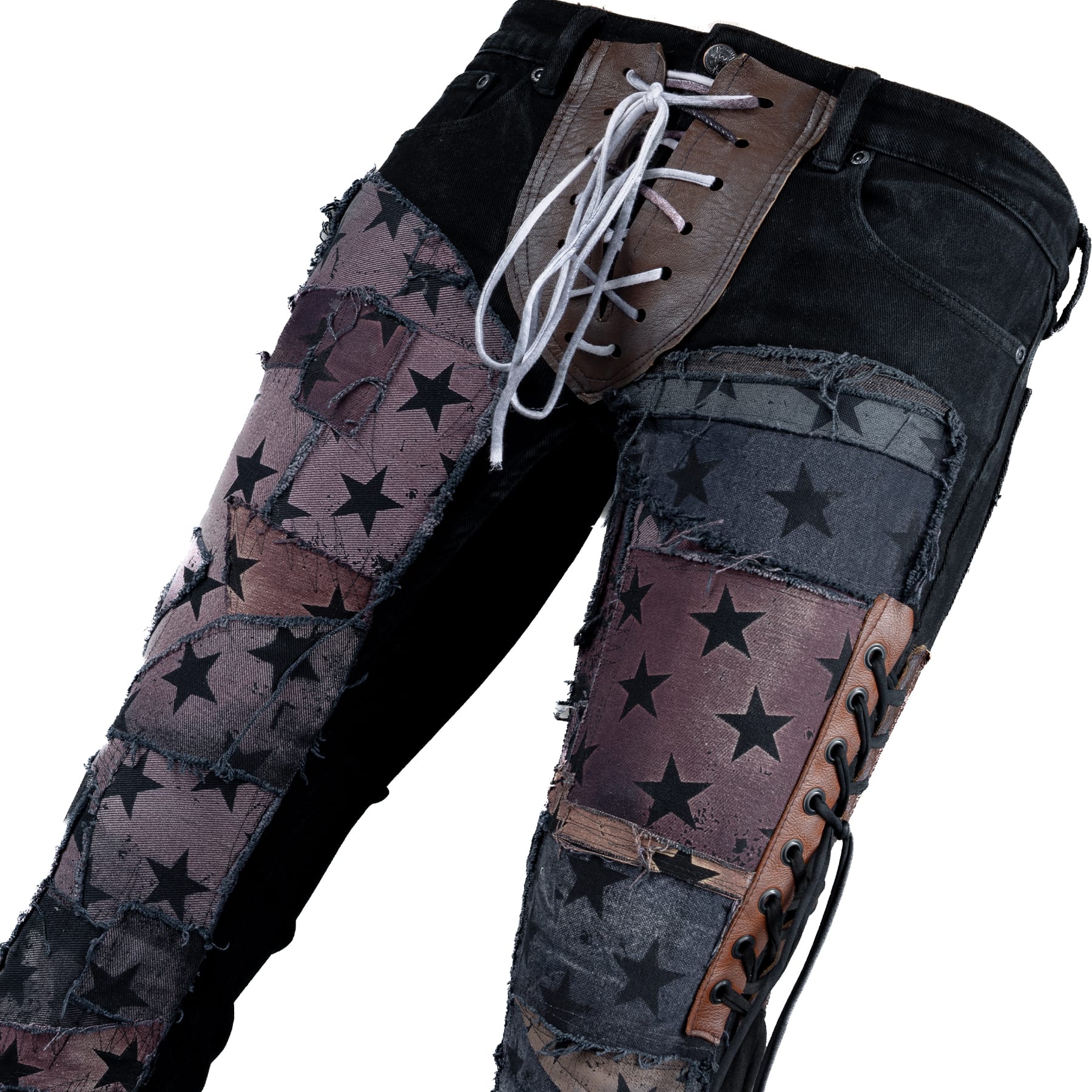 Custom Chop Shop Pants Wornstar Custom Jeans - Shooting Star Patchwork - Ready to Ship
