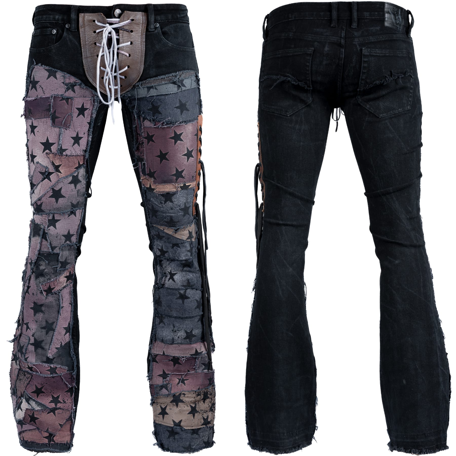 Custom Chop Shop Pants Wornstar Custom Jeans - Shooting Star Patchwork - Ready to Ship
