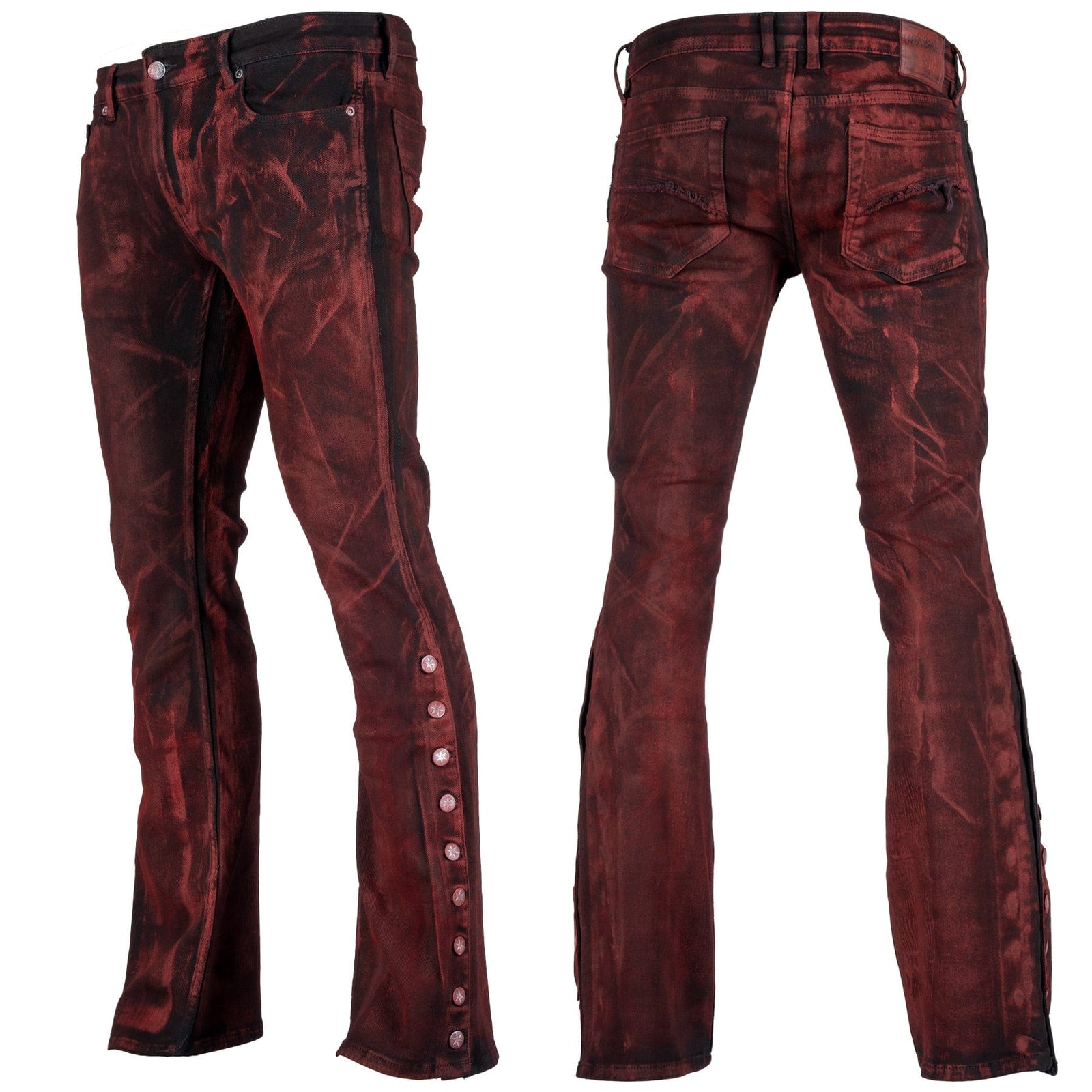 Custom Chop Shop Pants Wornstar Custom Jeans - Side Button - Black Cherry Bomb Alloy Wash