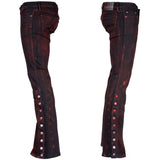 Custom Chop Shop Pants Wornstar Custom Jeans - Side Button - Black Cherry Bomb Alloy Wash - Ready to ship - Size 33x32