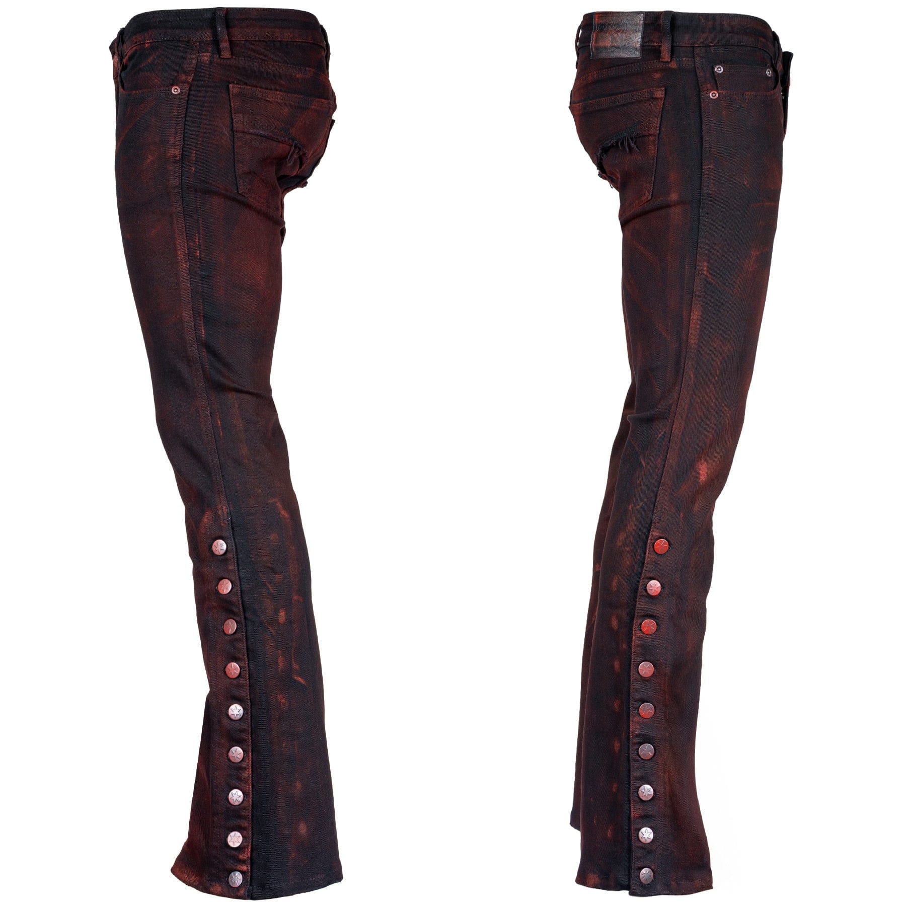 Custom Chop Shop Pants Wornstar Custom Jeans - Side Button - Black Cherry Bomb Alloy Wash - Ready to ship - Size 33x32