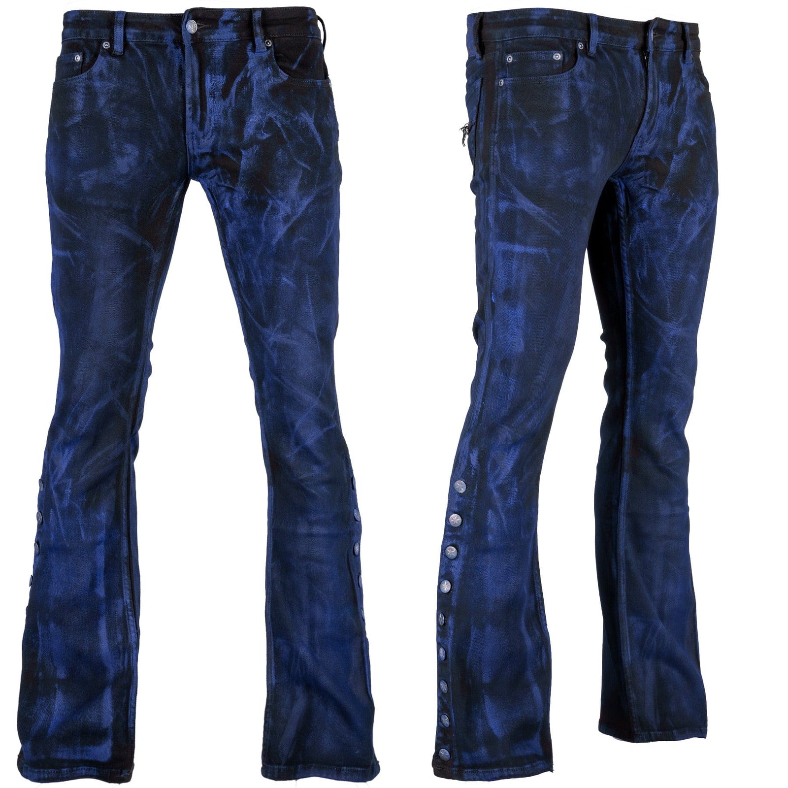 Custom Chop Shop Pants Wornstar Custom Jeans - Side Button - Cobalt Blue Alloy Wash