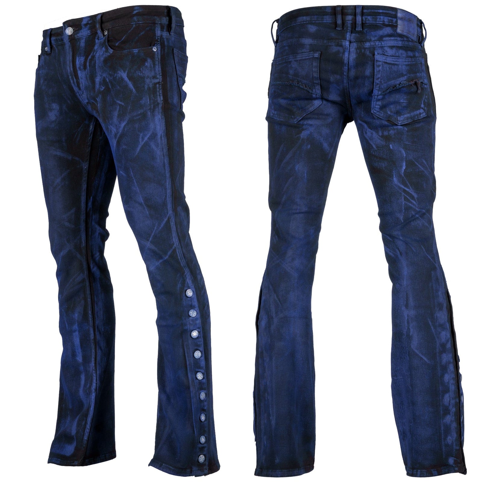 Custom Chop Shop Pants Wornstar Custom Jeans - Side Button - Cobalt Blue Alloy Wash
