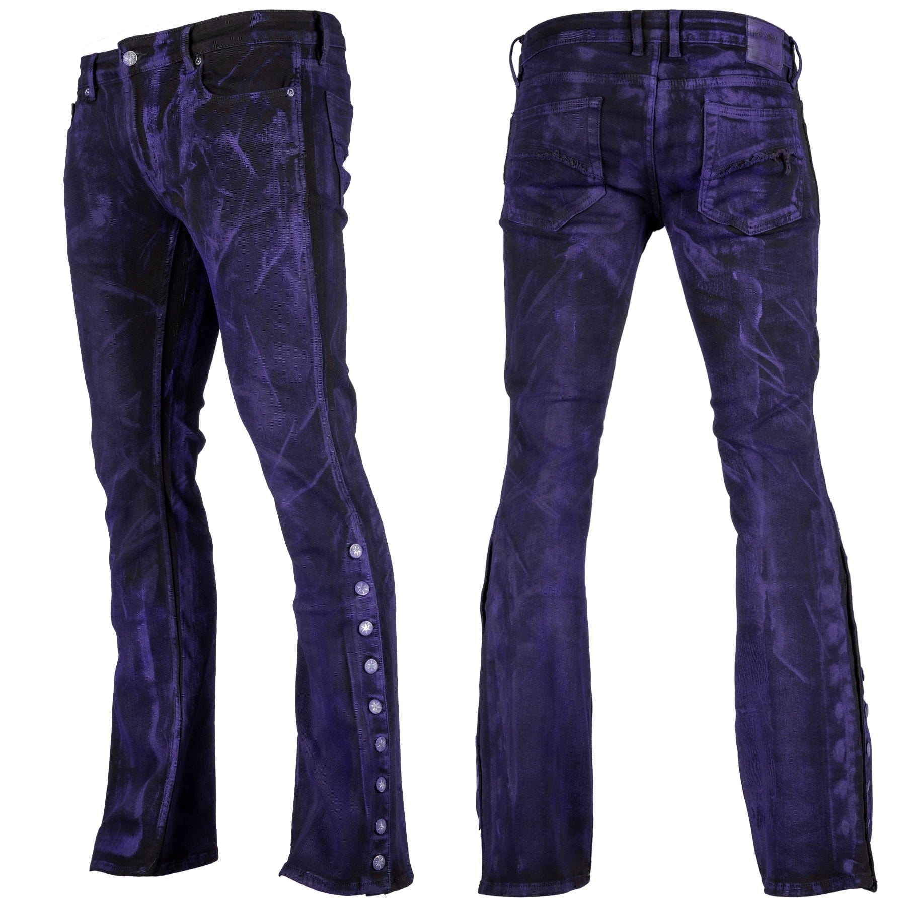 Custom Chop Shop Pants Wornstar Custom Jeans - Side Button - Purple Haze Alloy Wash