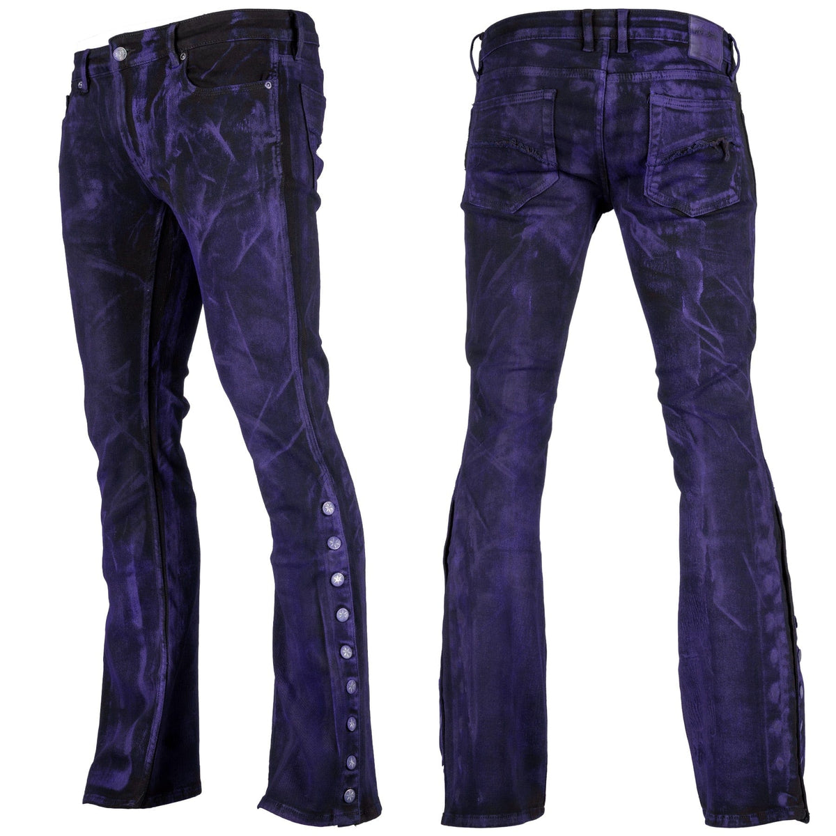 Custom Chop Shop Pants Wornstar Custom Jeans - Side Button - Purple Haze Alloy Wash