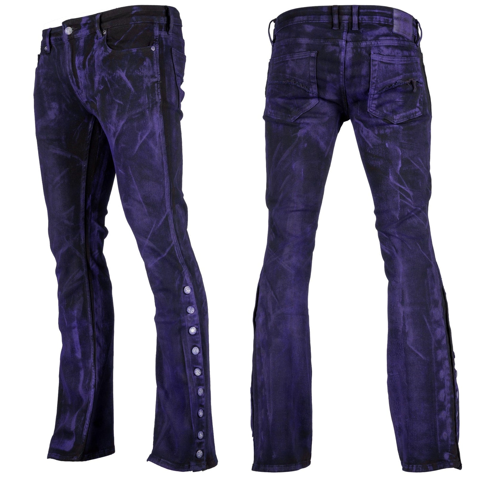 Custom Chop Shop Pants Wornstar Custom Jeans - Side Button - Purple Haze Alloy Wash