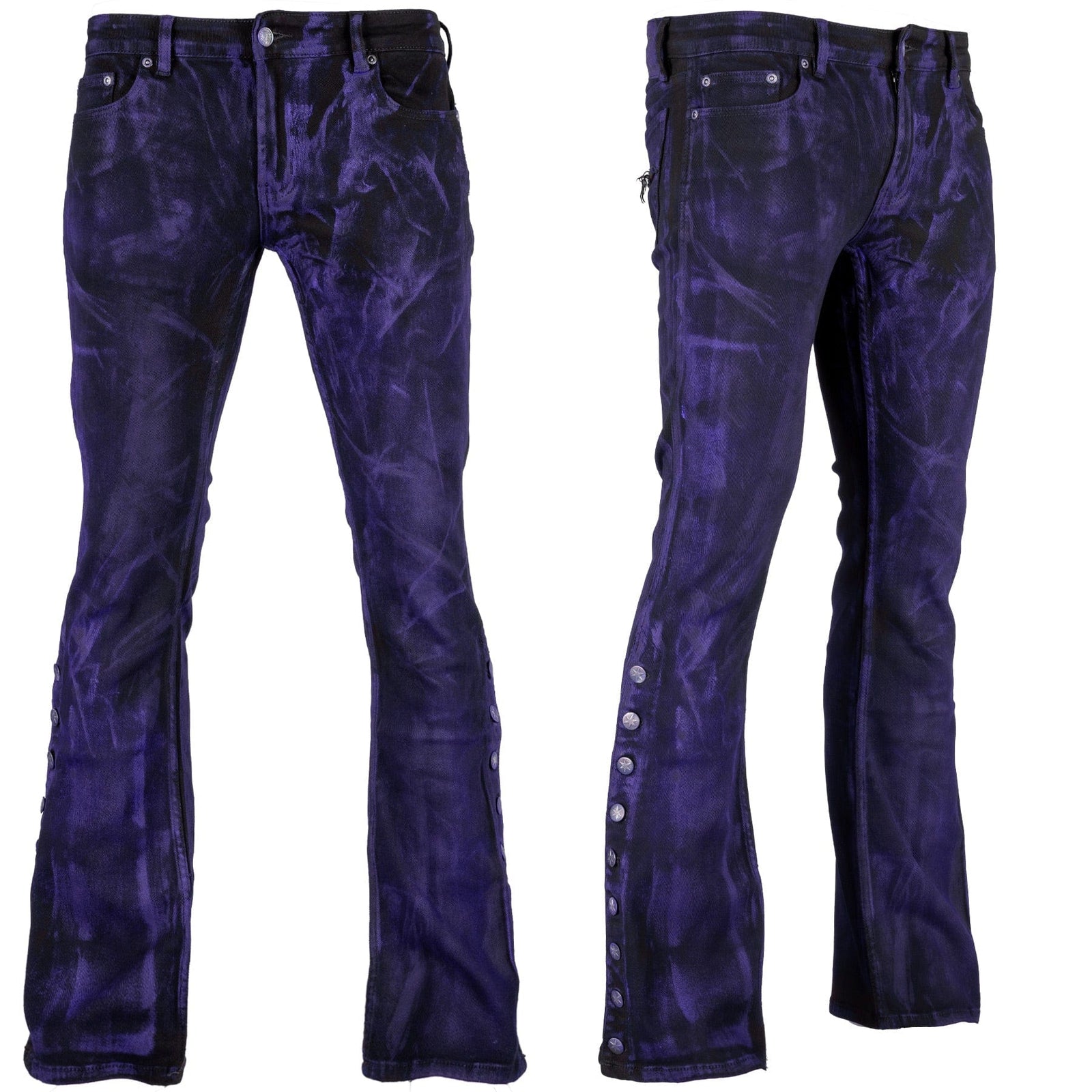 Custom Chop Shop Pants Wornstar Custom Jeans - Side Button - Purple Haze Alloy Wash