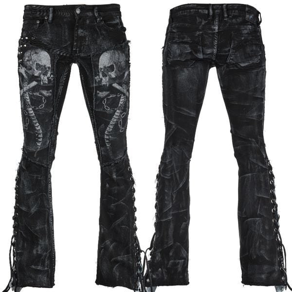 CUSTOM ORDER Denim Leather Pants Rock Wear Jeans Heavy Metal Leather  Stagewear Union Jack Punk Rebel Rockwear Streetwear 