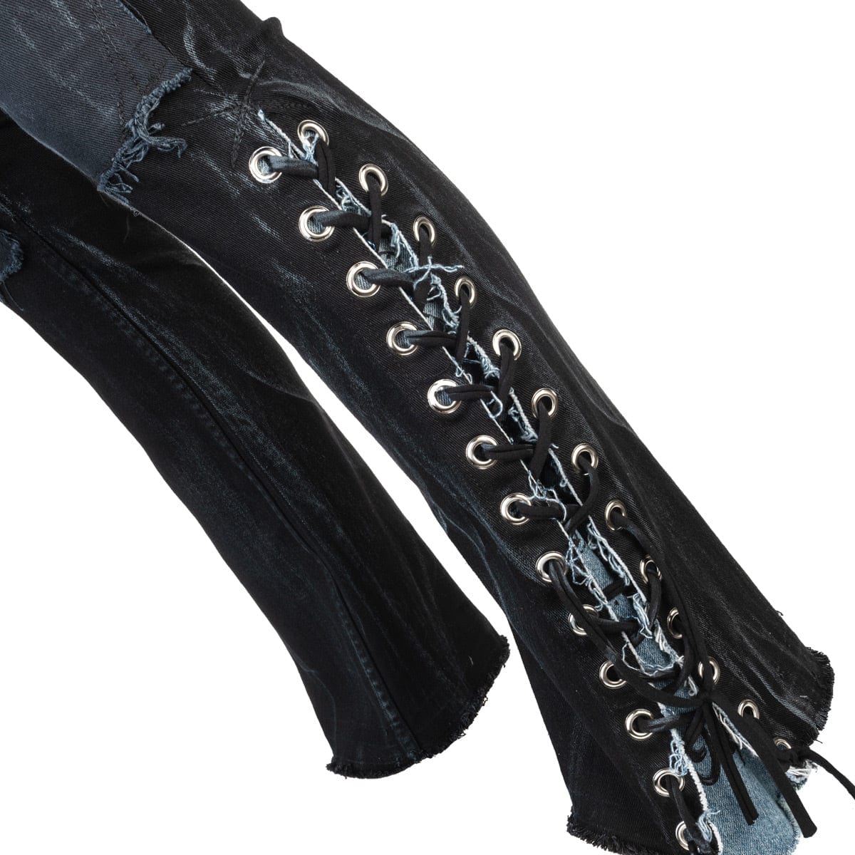 Custom Chop Shop Pants WORNSTAR CUSTOM JEANS - SKULL SPINES with lace-up fly