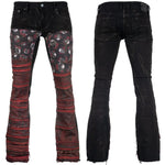 Custom Chop Shop Pants Wornstar Custom Jeans - Skulls and Roses Patchwork - Ready to Ship - Size 34x34