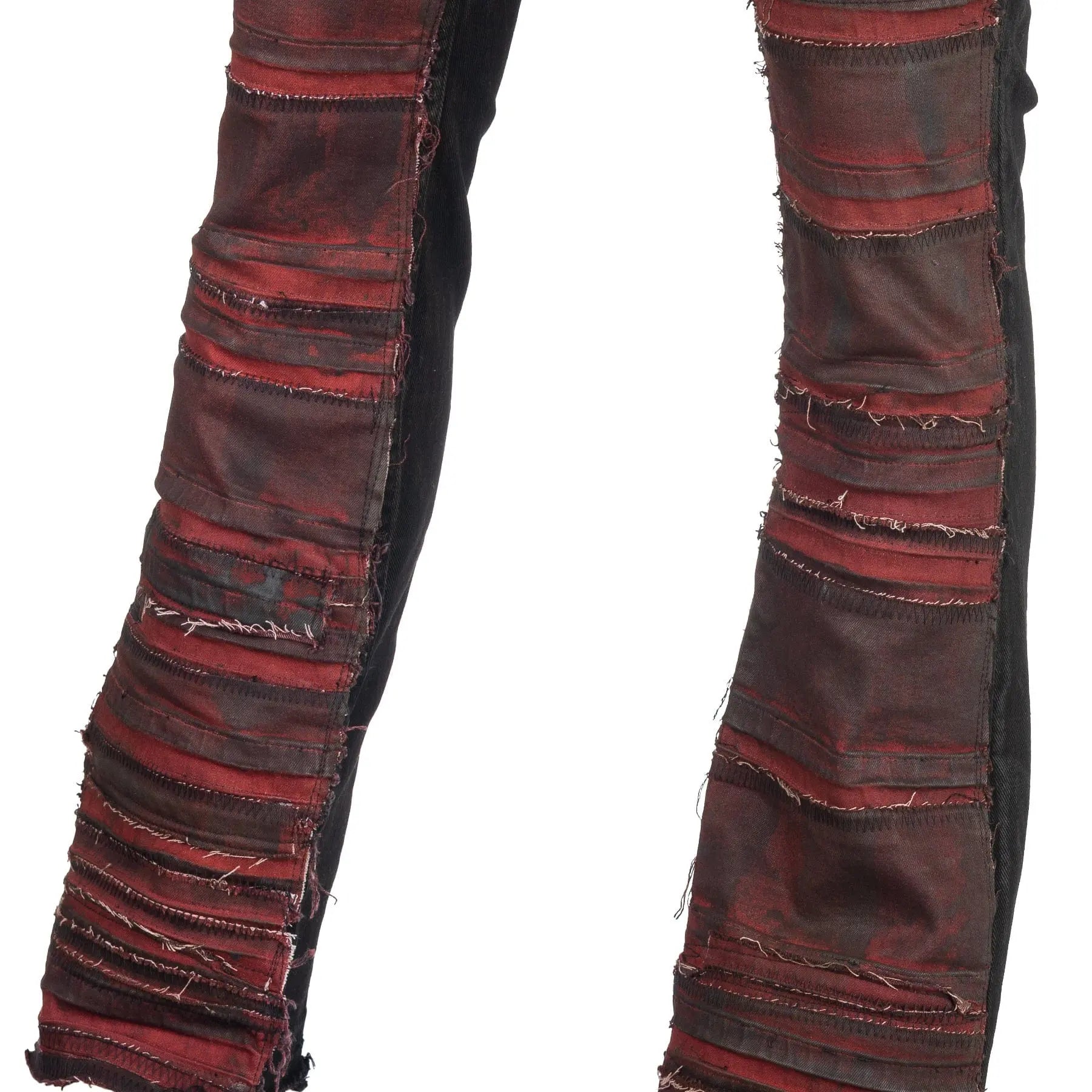 Custom Chop Shop Pants Wornstar Custom Jeans - Skulls and Roses Patchwork - Ready to Ship - Size 34x34