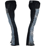 Custom Chop Shop Pants Wornstar Custom Jeans - Skully Blue Denim Patchwork - Ready to Ship