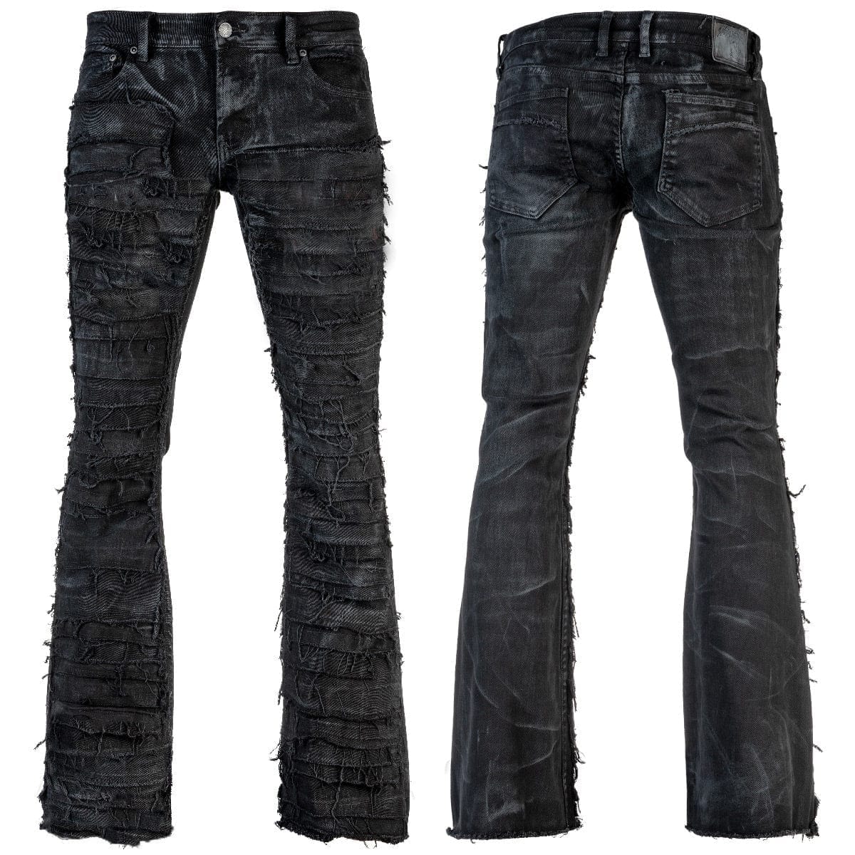 Custom Chop Shop Pants Wornstar Custom Jeans - Smoke Washed Patchwork - Stripped