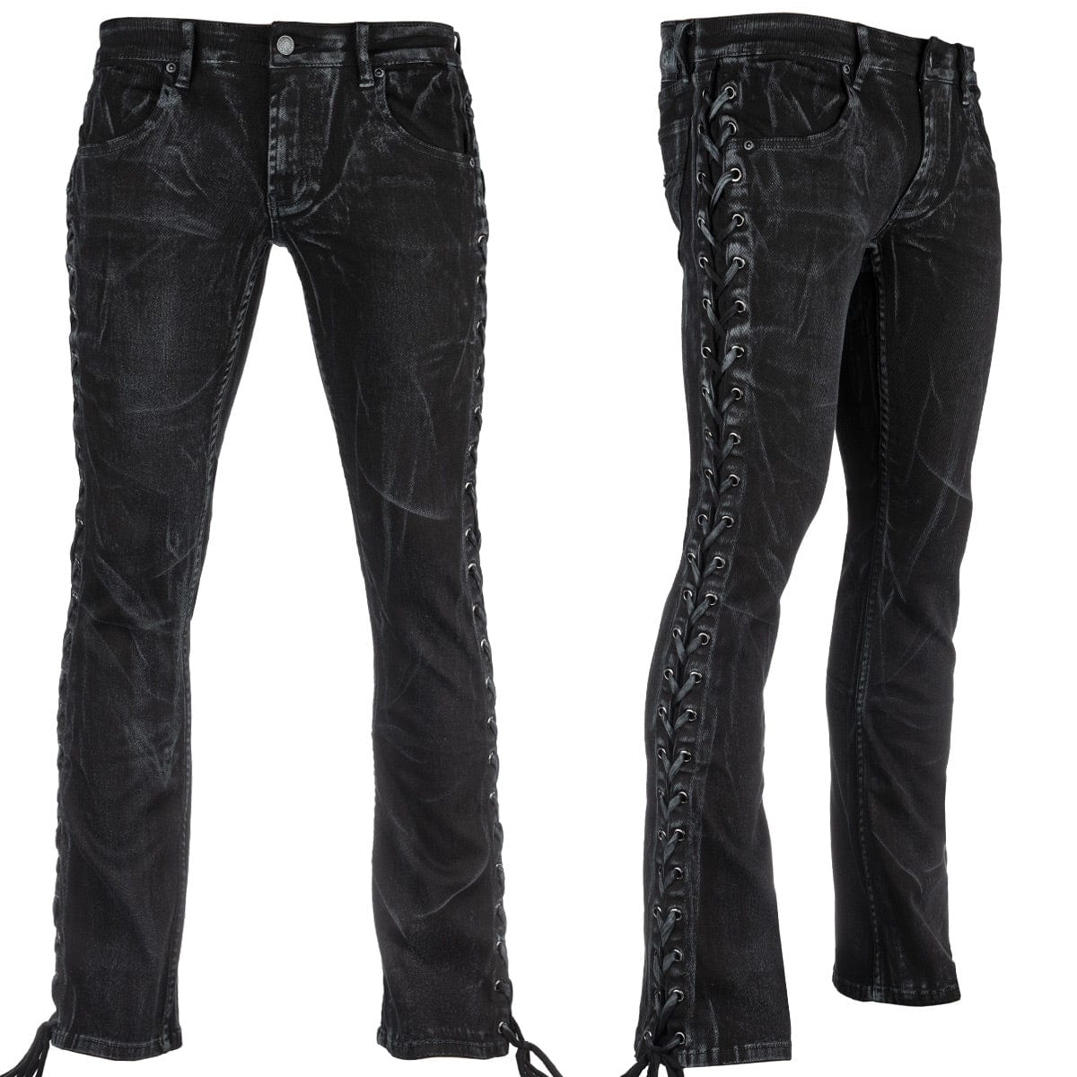 Custom Chop Shop Pants Wornstar Custom Jeans - Smoke Washed Side Laced