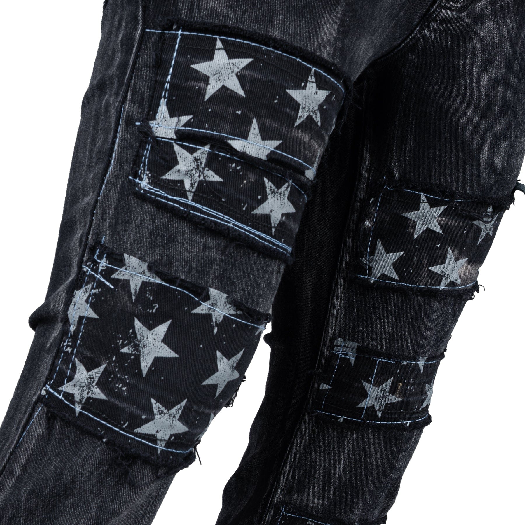 Custom Chop Shop Pants Wornstar Custom Jeans - Star Patchwork - Ready to Ship - Size 34x32