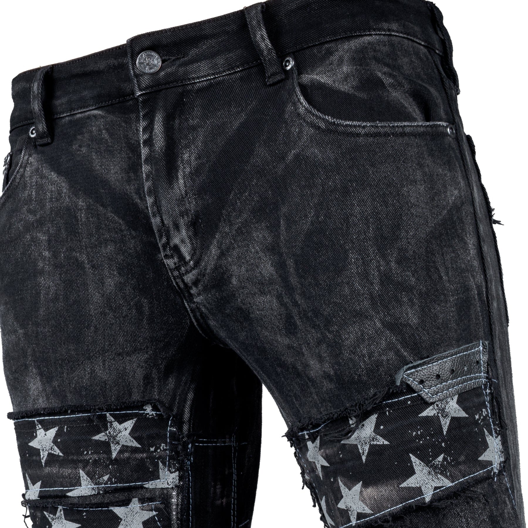 Custom Chop Shop Pants Wornstar Custom Jeans - Star Patchwork - Ready to Ship - Size 34x32