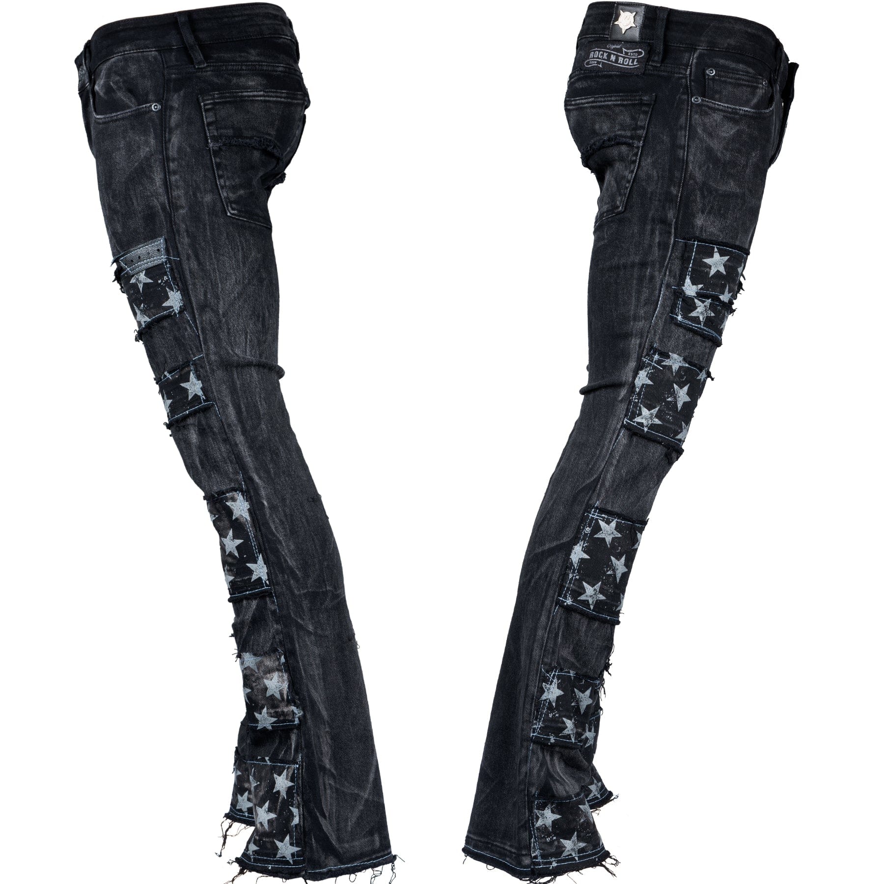 Custom Chop Shop Pants Wornstar Custom Jeans - Star Patchwork - Ready to Ship - Size 34x32