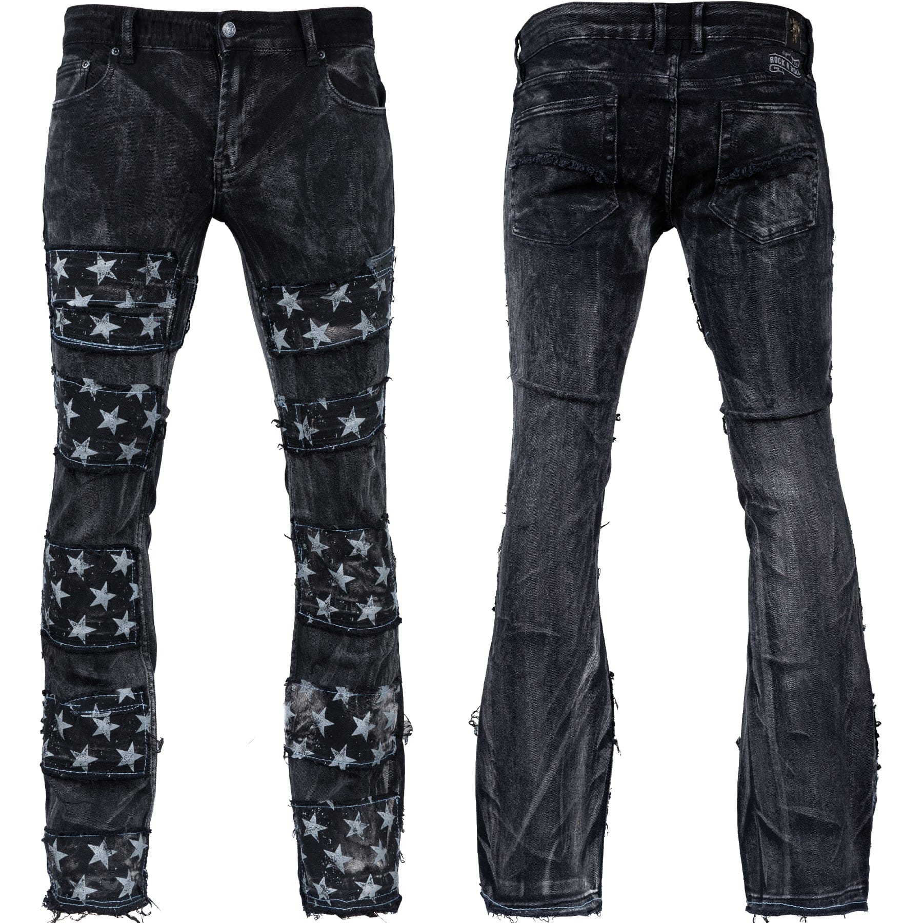 Custom Chop Shop Pants Wornstar Custom Jeans - Star Patchwork - Ready to Ship - Size 34x32