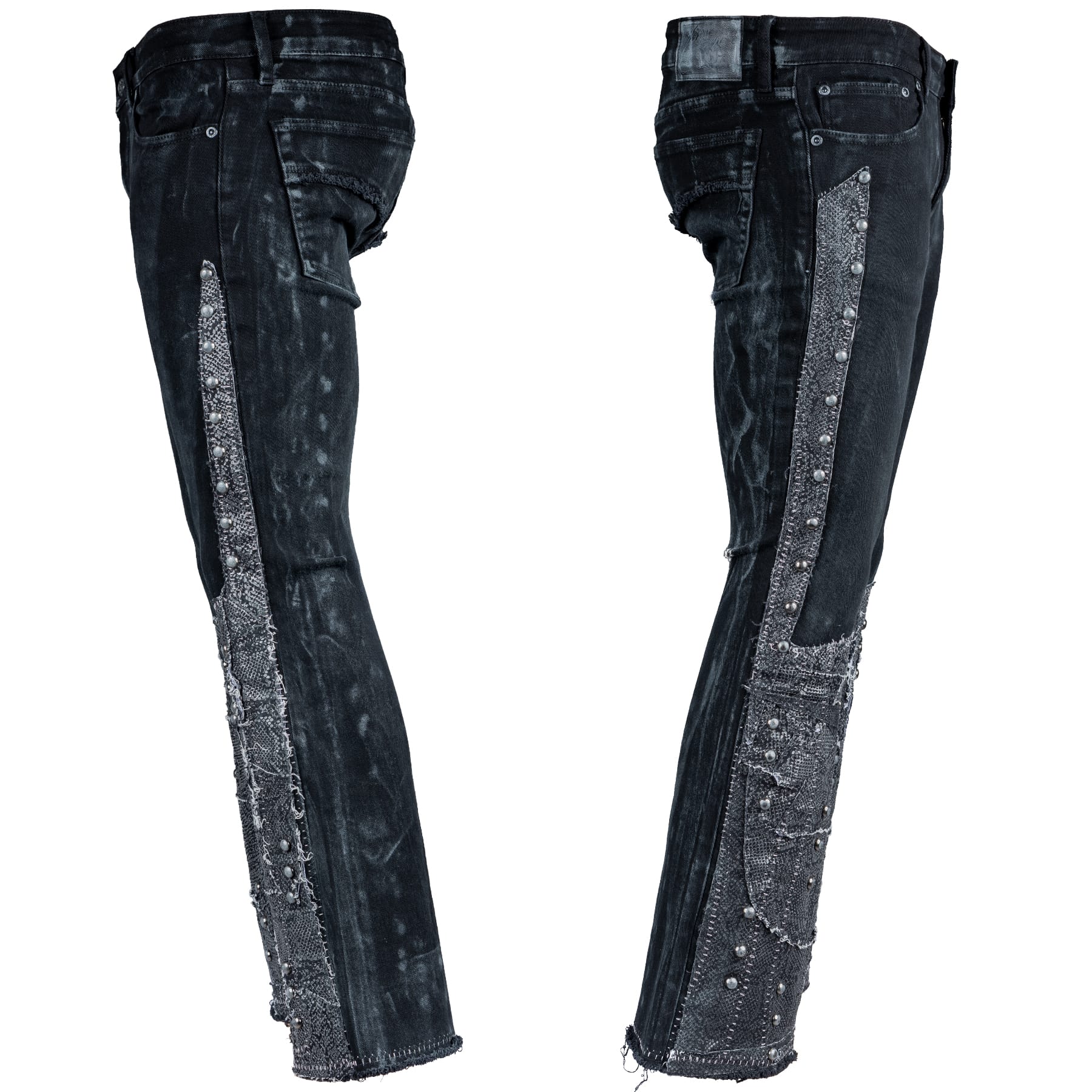 Custom Chop Shop Pants Wornstar Custom Jeans - Studded Blacksnake Patchwork - Ready to Ship