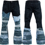 Custom Chop Shop Pants Wornstar Custom Jeans - Studded Blue Denim Patchwork- Ready to Ship - Size 38x31