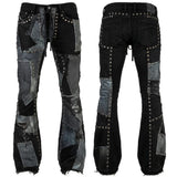 Custom Chop Shop Pants Wornstar Custom Jeans - Studded Patchwork Black