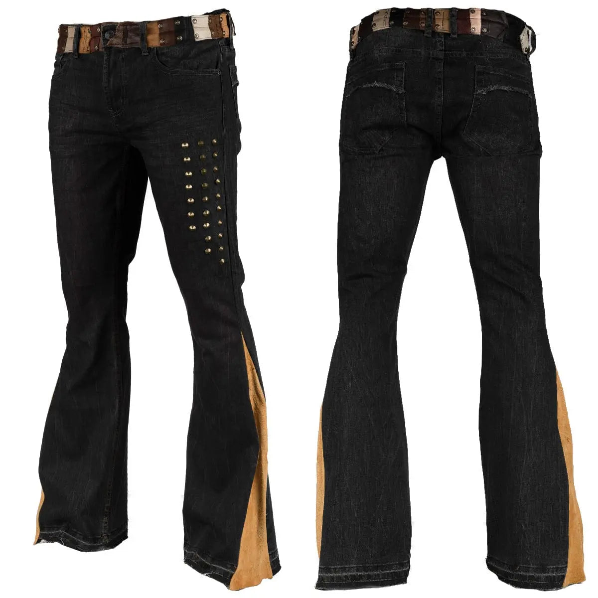 Wornstar Clothing mens custom pants. Handmade custom rocker style denim and leather rock pants.