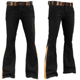 Wornstar Clothing mens custom pants. Handmade custom rocker style denim and leather rock pants.