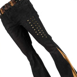 Wornstar Clothing mens custom pants. Handmade custom rocker style denim and leather rock pants.