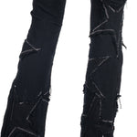 Custom Chop Shop Pants Wornstar Custom Jeans - Super Cluster Leopard Star Patchwork - Ready to Ship - Size 32x34