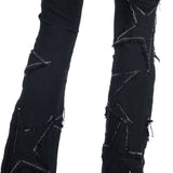 Custom Chop Shop Pants Wornstar Custom Jeans - Super Cluster Leopard Star Patchwork - Ready to Ship - Size 32x34