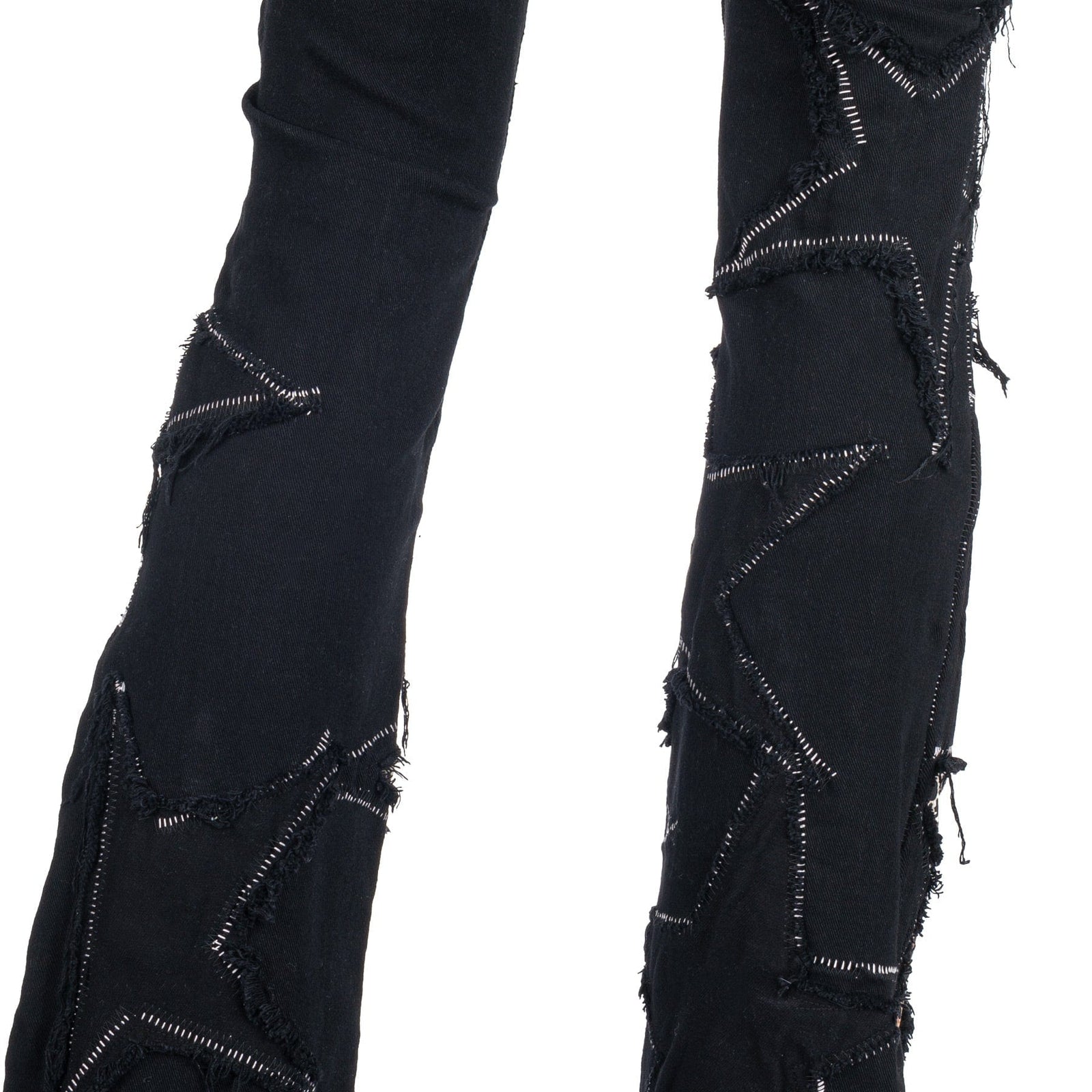 Custom Chop Shop Pants Wornstar Custom Jeans - Super Cluster Leopard Star Patchwork - Ready to Ship - Size 32x34