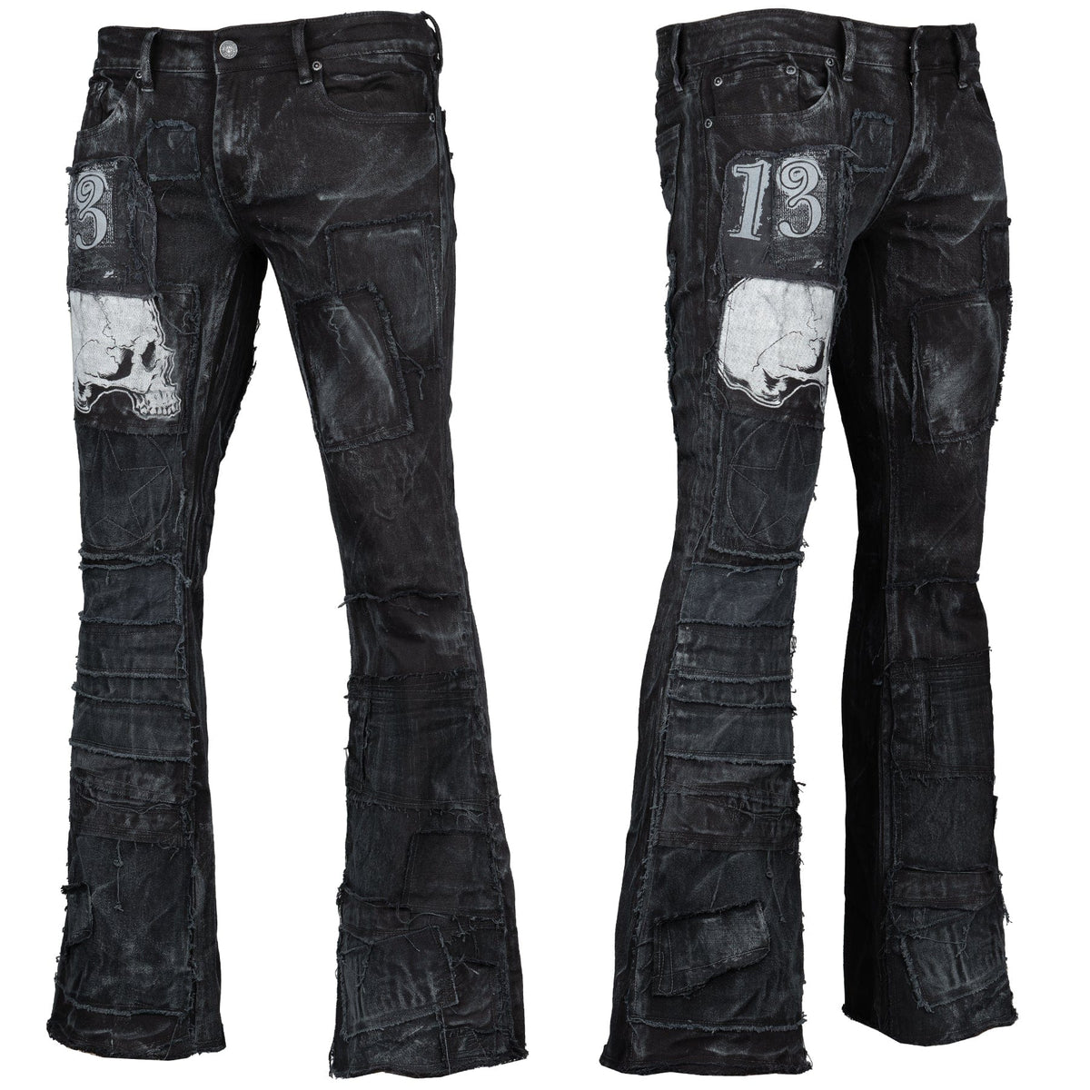 Wornstar Clothing mens custom pants. Handmade custom denim and leather rock pants.