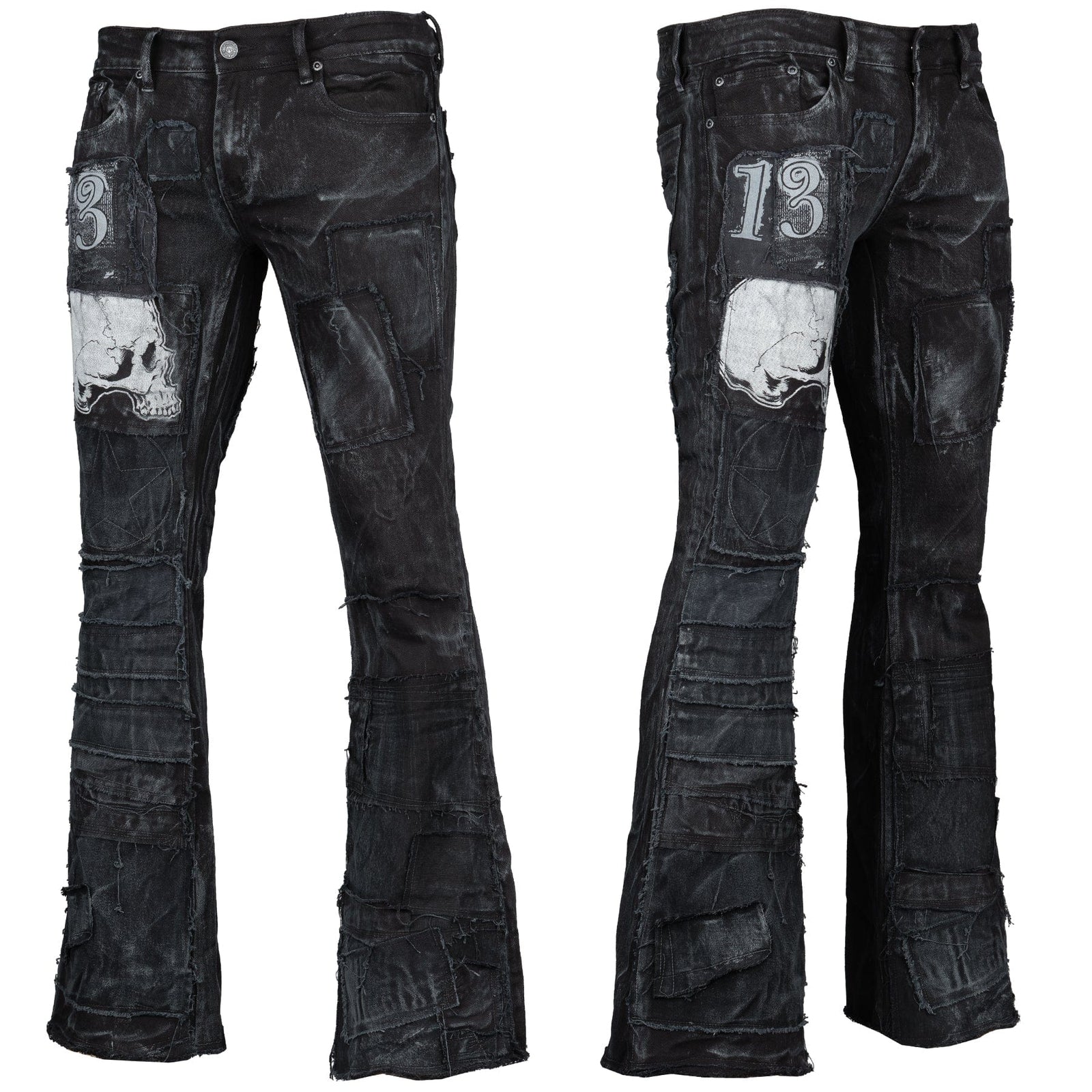Wornstar Clothing mens custom pants. Handmade custom denim and leather rock pants.