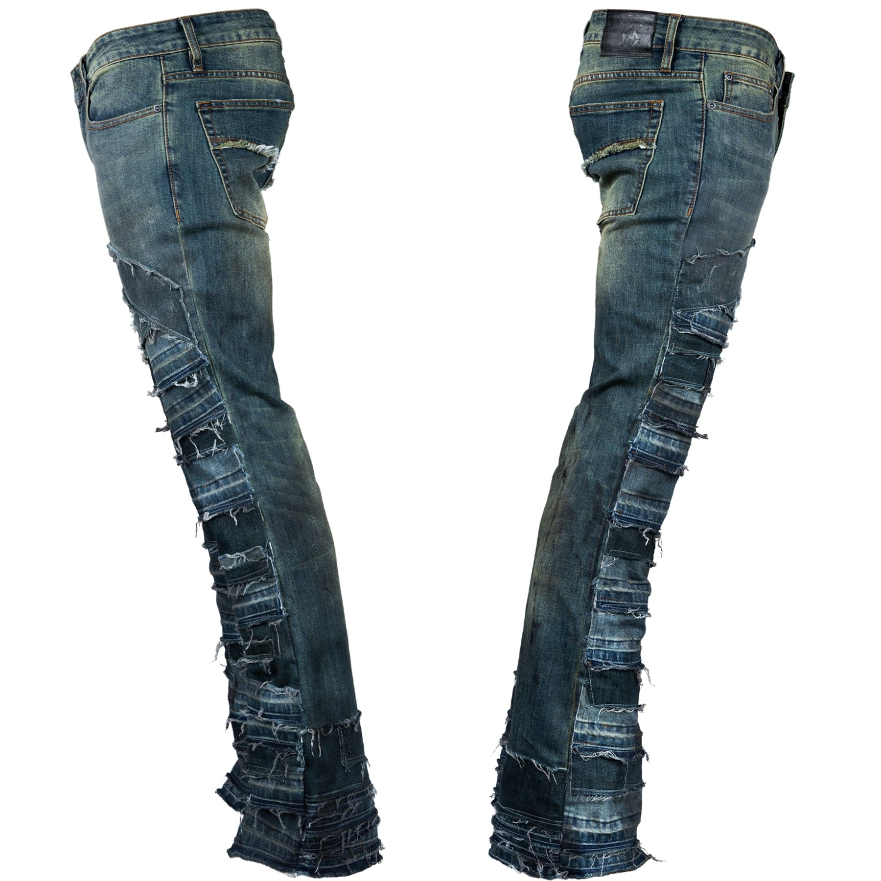 Custom Chop Shop Pants Wornstar Custom Jeans - Vintage Blue Patchwork - Ready to Ship - Size 34x34