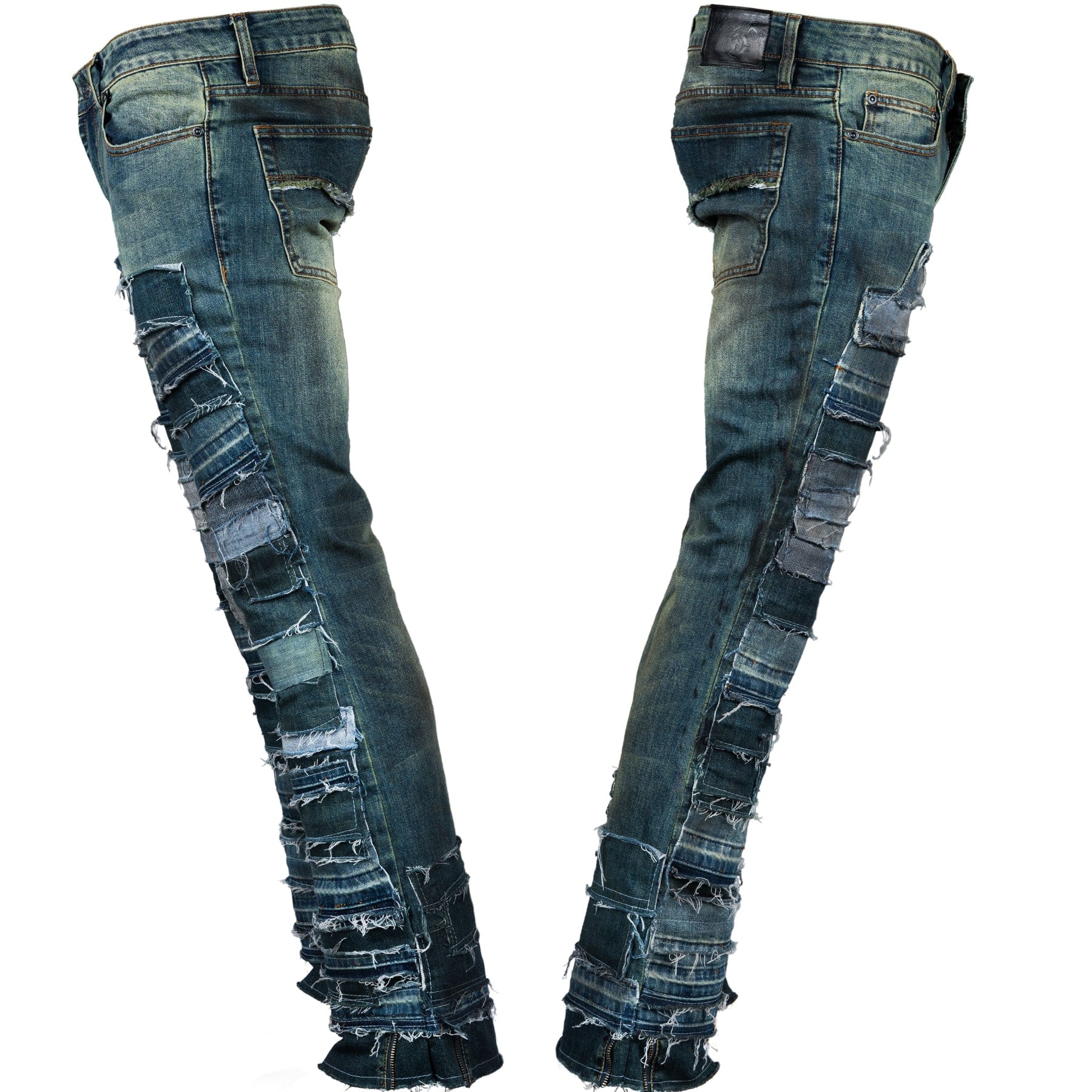 Custom Chop Shop Pants Wornstar Custom Jeans - Vintage Blue Patchwork - Ready to Ship - Size 34x34