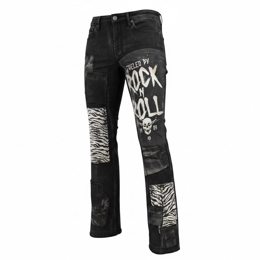 Custom Chop Shop Pants Wornstar Custom Jeans - Zebra Print Patchwork - FBRR - Ready to Ship - Size 32x32