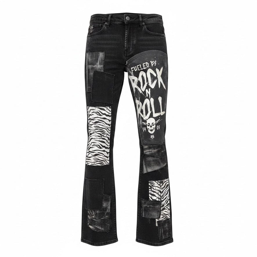Custom Chop Shop Pants Wornstar Custom Jeans - Zebra Print Patchwork - FBRR - Ready to Ship - Size 32x32