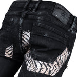 Custom Chop Shop Pants Wornstar Custom Jeans - Zebra Print Patchwork - FBRR - Ready to Ship - Size 32x32