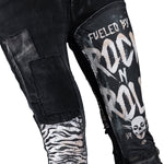 Custom Chop Shop Pants Wornstar Custom Jeans - Zebra Print Patchwork - FBRR - Ready to Ship - Size 32x32